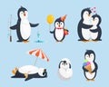 Illustrations of baby pinguins in different poses. Vector cartoon pictures Royalty Free Stock Photo