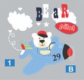 bear pilot t shirt print vector art