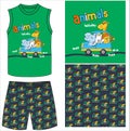 boys t shirt with shorts animals print vector