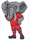 Cartoon elephant soccer sports print vector art