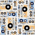 Illustrations of cassette tape pattern.