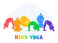 Illustrations of children doing yoga different yoga poses Royalty Free Stock Photo