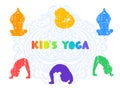 Illustrations of children doing yoga different yoga poses Royalty Free Stock Photo