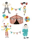 Illustrations with circus performers Royalty Free Stock Photo