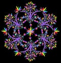 The illustrations and clipart. Abstract image. An artistic and antique colorful tree in a mandala pattern on black background Royalty Free Stock Photo