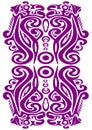 The illustrations and clipart. Abstract image. Mysterious and antique carving pattern in purple color on the plain color frame