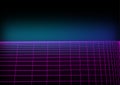 The illustrations and clipart. Digital background of neon line in darkspace.