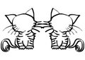 The illustrations and clipart. Vector image. twins cute cats