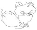 The illustrations and clipart. Wild raccoon on a white background. An illustration, one line art. Continuous one line drawing