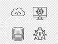 Illustrations of cloud computing, web development, database, and cybersecurity concepts Royalty Free Stock Photo