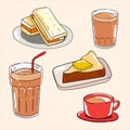 illustrations-coffee-toast and-sandwich. vector