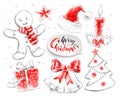 Illustrations collection of Christmas objects Royalty Free Stock Photo