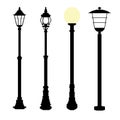 Illustrations Collection Of Pixel Streetlights.