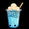 Colorful bubble friut tea in cartoon style