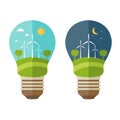 Illustrations concept of lamp with icons of ecology Royalty Free Stock Photo