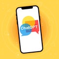 Illustrations of the conversation method Chat GPT 4. Chatbot with artificial intelligence. The AI chatbot answered questions on