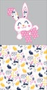 cute bunny with all over print vector Royalty Free Stock Photo