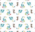 cute bunny animals all over print vector art Royalty Free Stock Photo