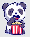cute panda with popcorn print vector Royalty Free Stock Photo