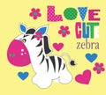 cute zebra girls t shirt print vector art