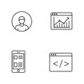 Illustrations depicting digital concepts like user profile, analytics, mobile app, and code Royalty Free Stock Photo
