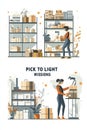 Illustrations Depicting Efficient Warehouse Pick-to-Light Mission Processes Royalty Free Stock Photo