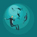 Illustrations of divers flat style