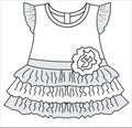 Drawing Of a girls baby frocks Outline Sketch Vector art