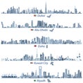 Illustrations of Dubai, Abu Dhabi, Doha, Riyadh and Kuwait city skylines