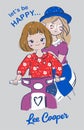 fashion girl scooter ride lee cooper print vector