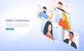 Illustrations flat design concept video conference. online meeting work form home. Vector illustrate. People connecting