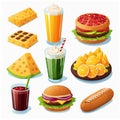  illustrations of foods and dessert and drinks for website or commercial use