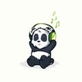 Illustrations of funny pandas listening to music