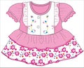 girls baby frocks with flower pink print vector