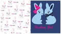 GIRLS JUMPER SUIT BUNNY PRINT VECTOR ART Royalty Free Stock Photo