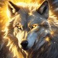 Gold and Silver Fantasy-Art Wolf