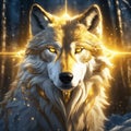 Gold and Silver Fantasy-Art Wolf