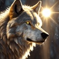 Gold and Silver Fantasy-Art Wolf