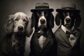 Illustrations images photographs of a family of dogs dressed in costumes