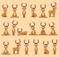 Illustrations isolated emoji character cartoon deer stickers emoticons with different emotions