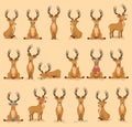 Illustrations isolated emoji character cartoon deer stickers emoticons with different emotions for site