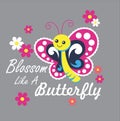 kids flower butterfly print vector art design