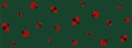 Illustrated Ladybird bugs crawling across a dark green background- Facebook cover