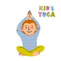 Illustrations of little boy doing yoga