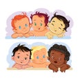 Illustrations little children of different nationalities Royalty Free Stock Photo