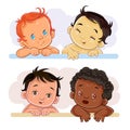 Illustrations little children of different nationalities Royalty Free Stock Photo