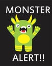 little cute monster cartoon t shirt print vector