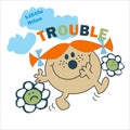 little miss trouble cartoon t shirt print vector