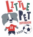 little pet play football print vector art