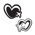 Illustrations of a love of travel symbol, a heart with an airplane. Vector Royalty Free Stock Photo